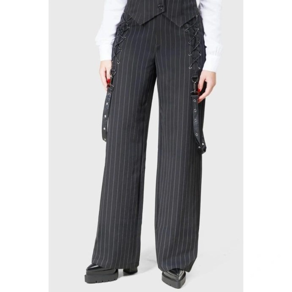 Killstar cruiriosus‎ wide leg straight pinstripe trousers XS